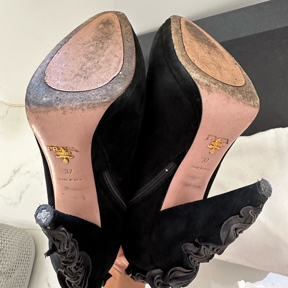 Prada Suede Ruffle back black booties. Hottest brand. - Picture 7 of 8